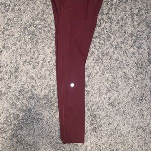 Maroon 25” lululemon Fast and Free Leggings